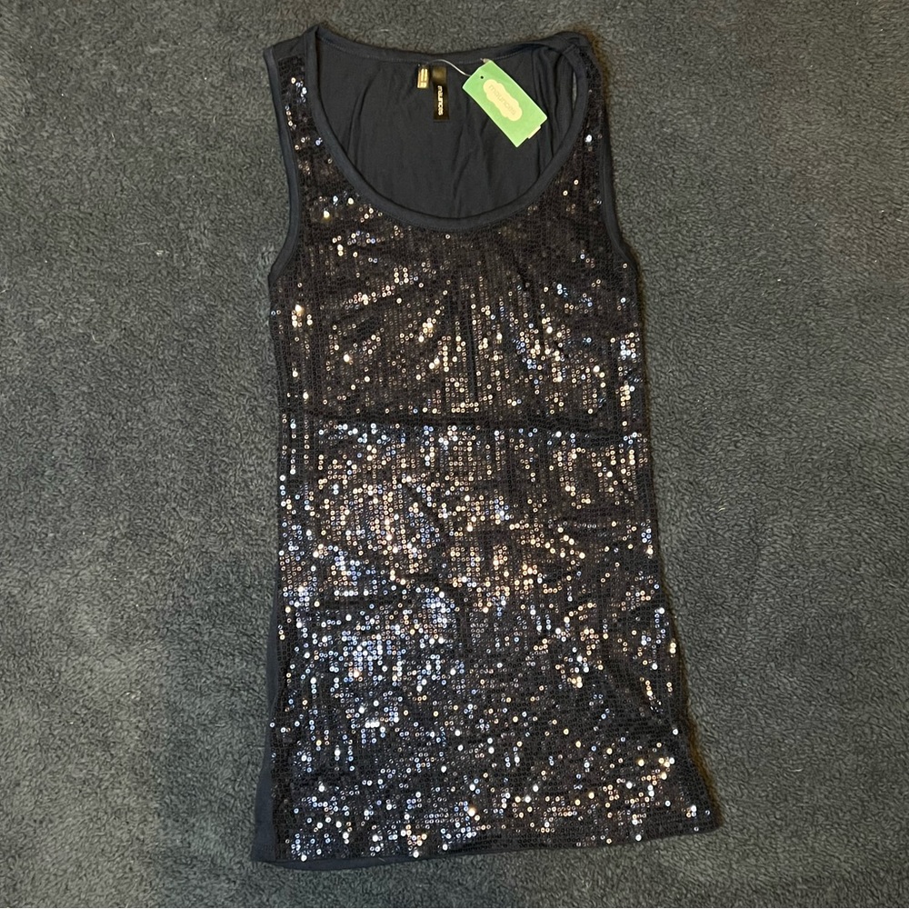 NWT Sequin Tank Navy Blue Maurices